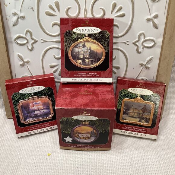 Hallmark Thomas Kinkade Christmas Ornament Collection Four Boxed Decorations - Picture 2 of 16